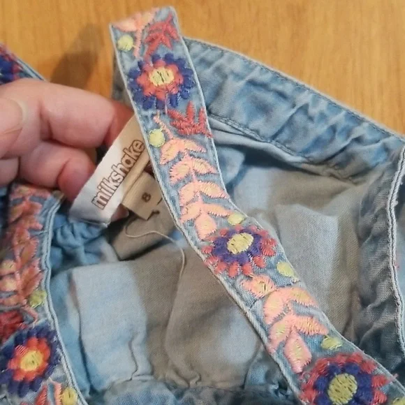 Milkshake blue dress with embroidery girls size 8 EUC - Picture 6 of 12